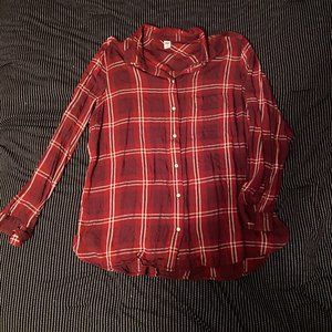 BURGANDY AND RED PLAID FLANNEL